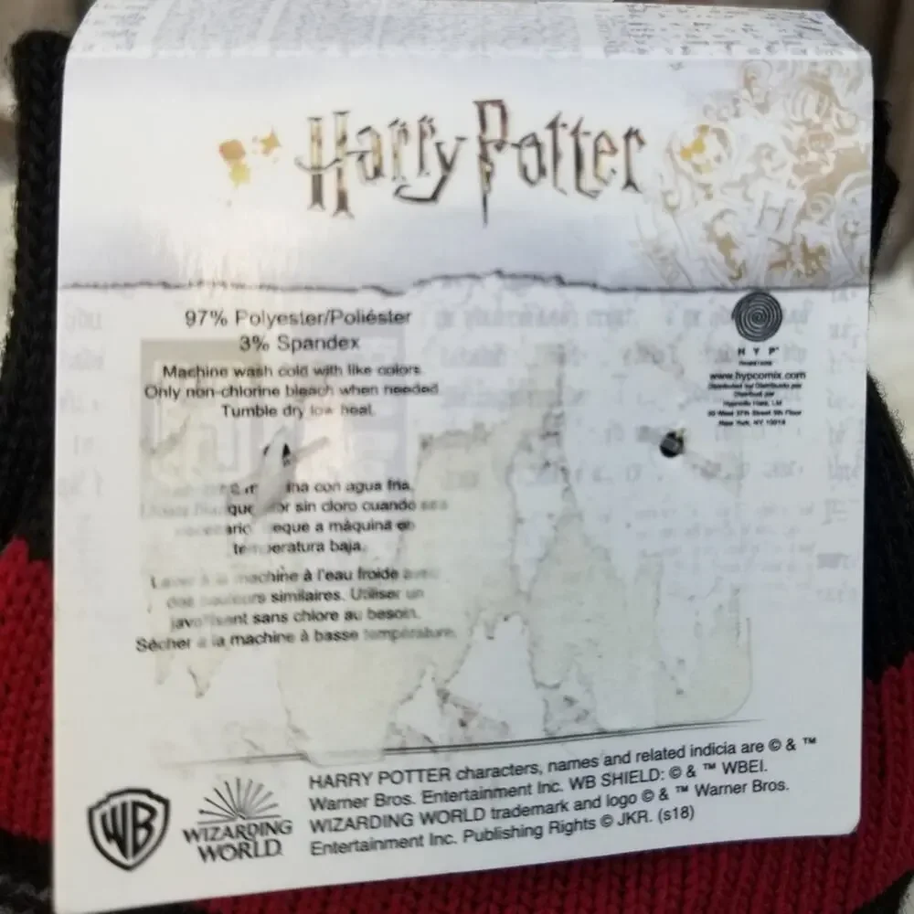 Gryffindor Socks Harry Potter Black Red Grey Gold Yellow Wizard Hogwarts NWT